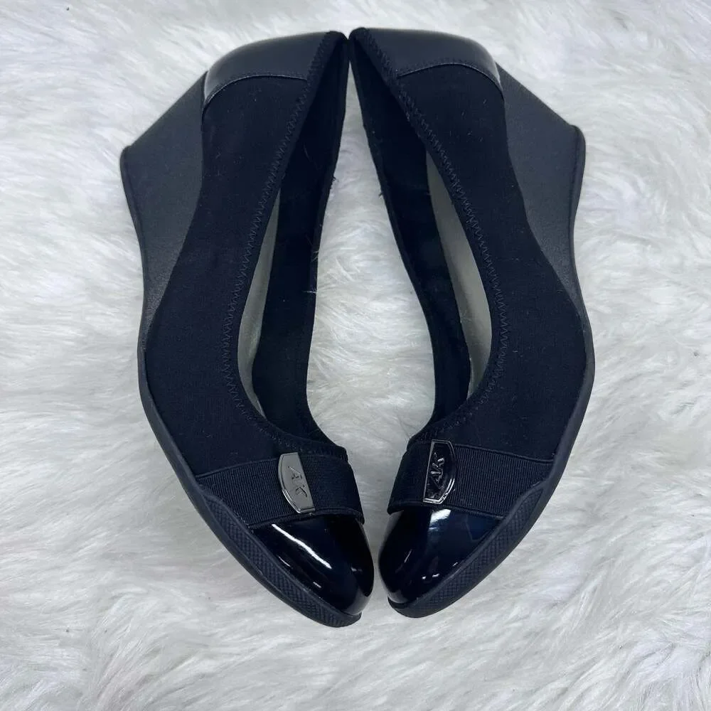 Anne Klein Wedge Pumps Taite2‎ Black Fabric